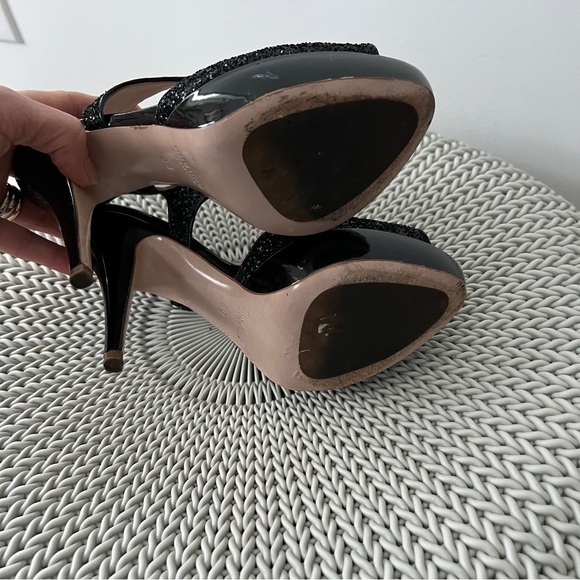 Miu Miu Black Sparkly Glittery Leather Platforms Size 8 - Picture 9 of 11
